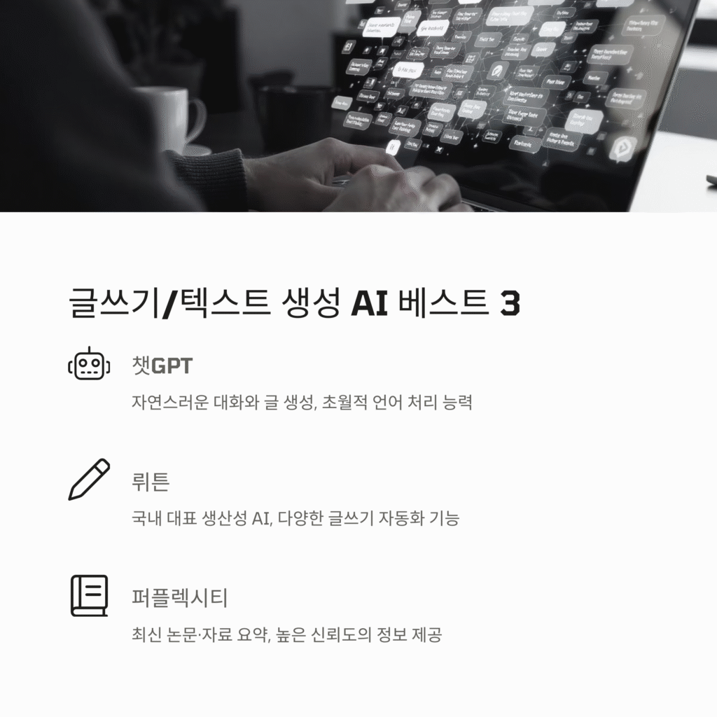 글쓰기/텍스트 생성  AI 베스트3